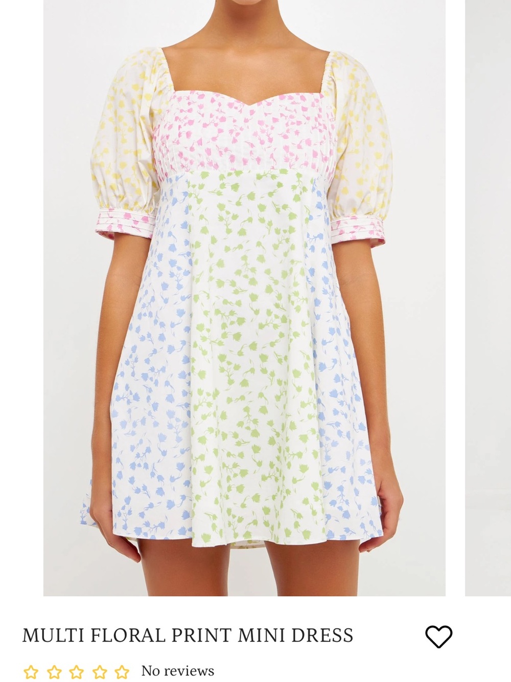 English Factory Multi Floral Print Mini Dress in Pastel Patchwork in XS